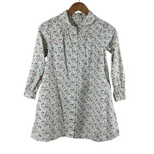 Hope & Henry Girls Floral Organic Cotton‎ Long Sleeve Shirt Dress Cream Size 8